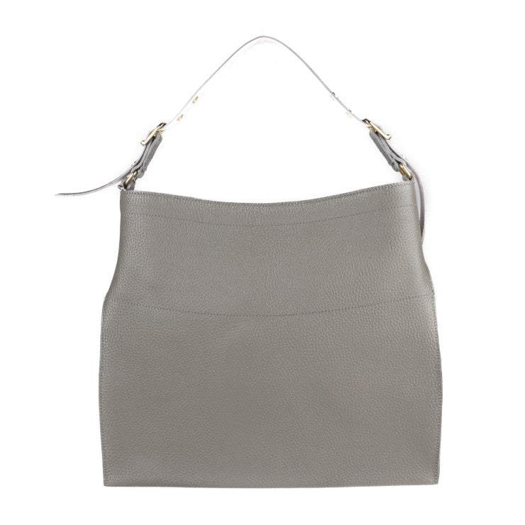 超美品 ADMJ エーディーエムジェイ ショルダーバッグ ハンドバッグ ポーチ付き レザー グレージュ系 ゴールド金具