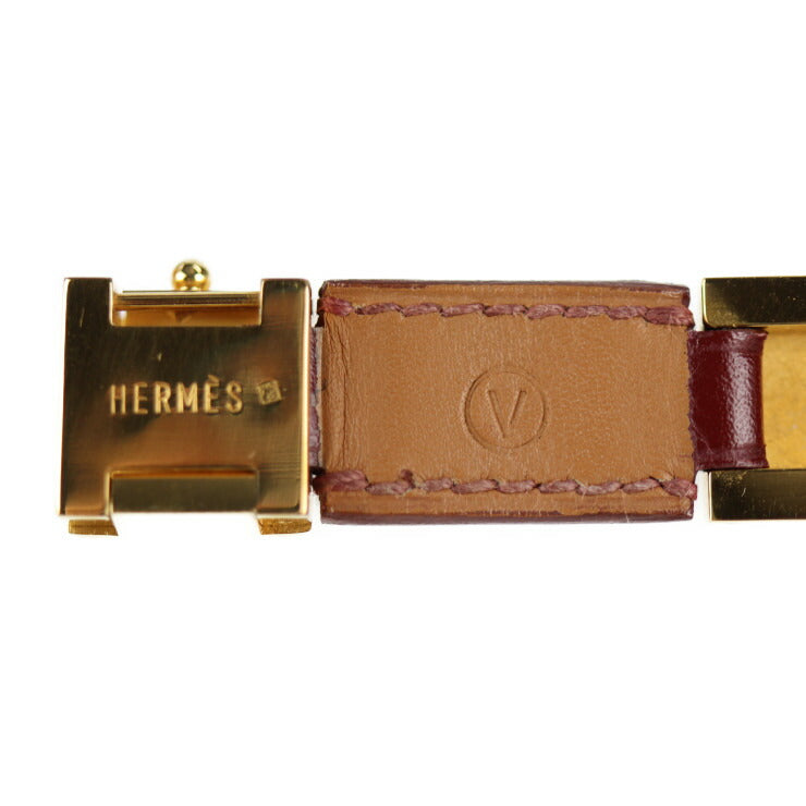 美品 HERMES エルメス メドール ブレスレット レザー レッド ゴールド金具 〇V刻印 ゴールド金具 ヴィンテージ スタッズ