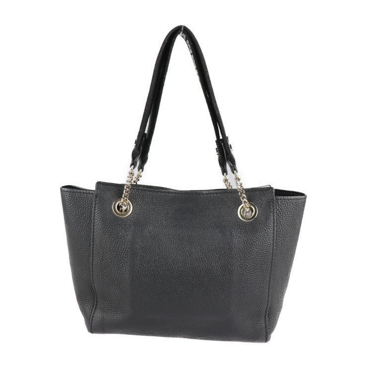 JIMMY CHOO ジミーチュウ FLO トートバッグ - レザー ブラック シルバー金具 ロゴ チェーン
