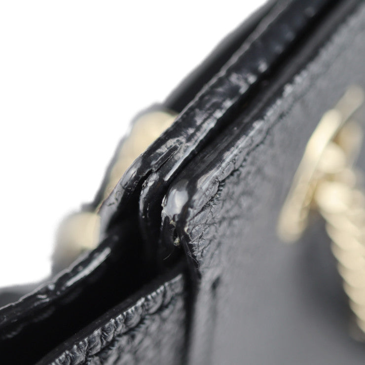 JIMMY CHOO ジミーチュウ FLO トートバッグ - レザー ブラック シルバー金具 ロゴ チェーン