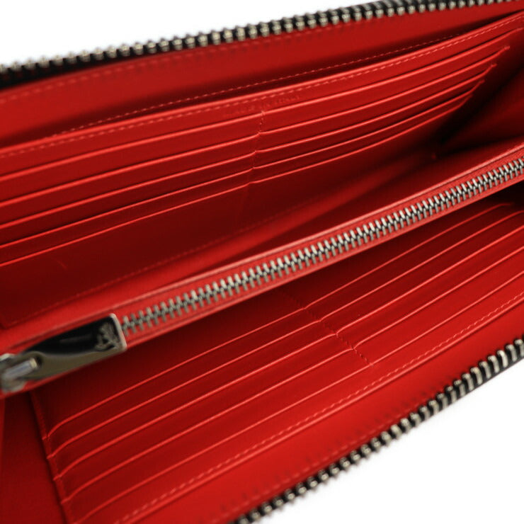 美品 Christian Louboutin クリスチャンルブタン パネトーネ ウォレットXL 長財布 3175209 レザー ネイビー マルチカラー スパイクスタッズ ラウンドファスナー クラッチ ハンドバッグ トラベルケース