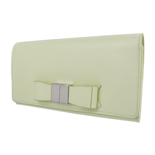 Beautiful BALENCIAGA Classic Continental Wallet Long Wallet 354958 Leather Light Yellow Silver Hardware Bi-fold Wallet Flap Ribbon