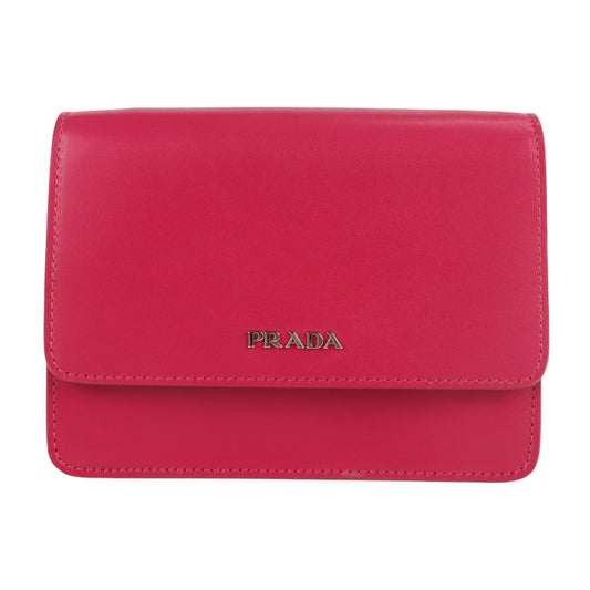 超美品 PRADA プラダ 2WAYバッグ ショルダーバッグ BT1031 ボックスカーフ PEONIA ピンク系 シルバー金具 ショルダーウォレット ポシェット レザー クラッチバッグ ポーチ