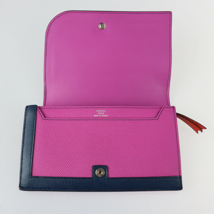 美品 HERMES エルメス カマイユ コンバインロング 長財布 - ヴォーエプソン マグノリア ブルードマルト カプシーヌ C刻印 パープル系