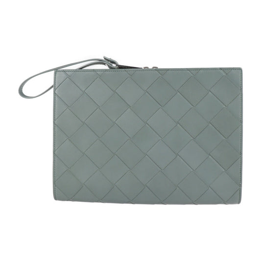 美品 BOTTEGAVENETA ボッテガヴェネタ ドキュメントケース マキシイントレチャート セカンドバッグ 629134 VCRU1 1607 レザー SLATE グレー系 クラッチバッグ ハンドバッグ 書類鞄