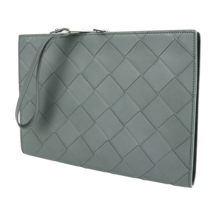 美品 BOTTEGAVENETA ボッテガヴェネタ ドキュメントケース マキシイントレチャート セカンドバッグ 629134 VCRU1 1607 レザー SLATE グレー系 クラッチバッグ ハンドバッグ 書類鞄