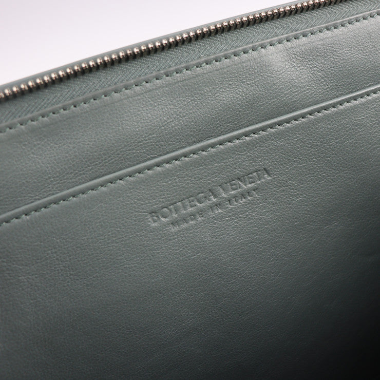 美品 BOTTEGAVENETA ボッテガヴェネタ ドキュメントケース マキシイントレチャート セカンドバッグ 629134 VCRU1 1607 レザー SLATE グレー系 クラッチバッグ ハンドバッグ 書類鞄