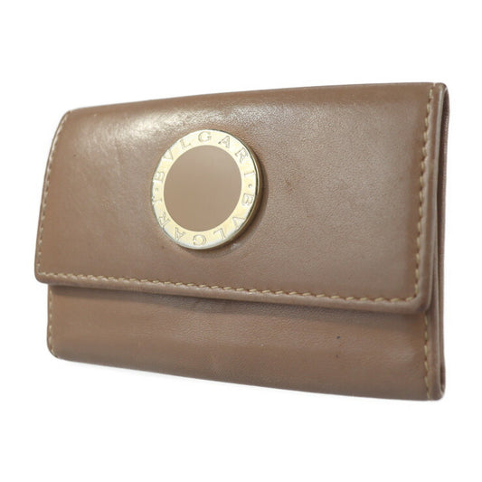 BVLGARI BVLGARI BVLGARI Colore Key Case 33068 Leather Brown Gold Hardware 6-ring Tri-fold