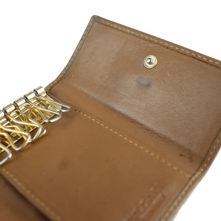 BVLGARI BVLGARI BVLGARI Colore Key Case 33068 Leather Brown Gold Hardware 6-ring Tri-fold