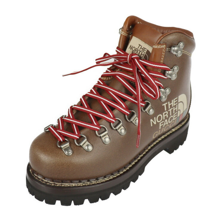 新品未使用展示品 GUCCI グッチ マウンテンブーツ THE NORTH FACE ノースフェイス コラボ ブーツ 655398 表記サイズ 36 レザー ブラウン トレッキングブーツ ハイキングブーツ 参考サイズ23cm