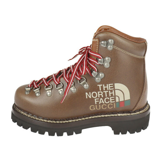 新品未使用展示品 GUCCI グッチ マウンテンブーツ THE NORTH FACE ノースフェイス コラボ ブーツ 655398 表記サイズ 36 レザー ブラウン トレッキングブーツ ハイキングブーツ 参考サイズ23cm
