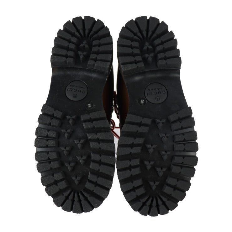 新品未使用展示品 GUCCI グッチ マウンテンブーツ THE NORTH FACE ノースフェイス コラボ ブーツ 655398 表記サイズ 36 レザー ブラウン トレッキングブーツ ハイキングブーツ 参考サイズ23cm