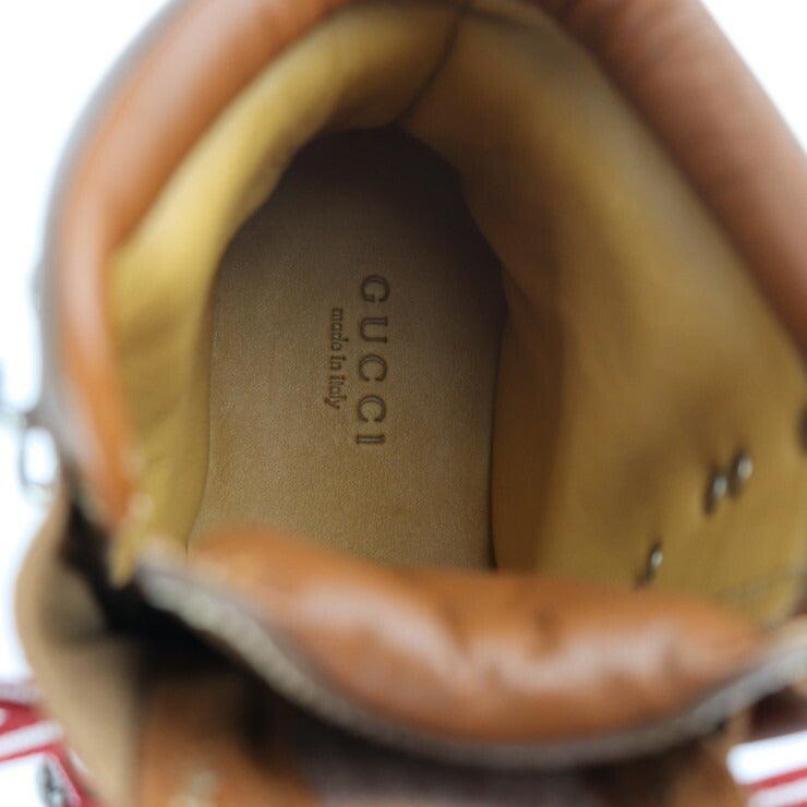 新品未使用展示品 GUCCI グッチ マウンテンブーツ THE NORTH FACE ノースフェイス コラボ ブーツ 655398 表記サイズ 36 レザー ブラウン トレッキングブーツ ハイキングブーツ 参考サイズ23cm