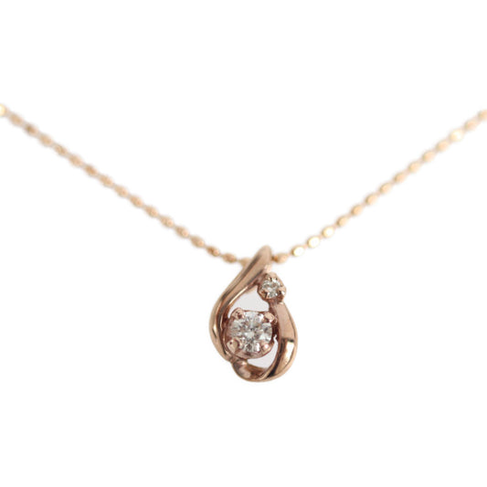 Beautiful KUMIKYOKU design necklace - K10 pink gold diamond 0.1ct PG pendant 1.5g