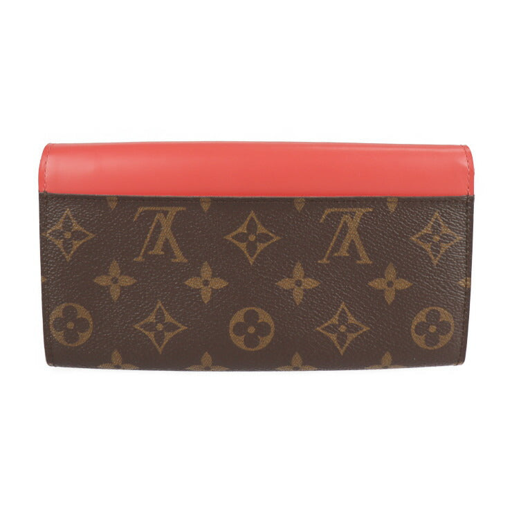 美品 LOUIS VUITTON ルイ ヴィトン ポルトフォイユ サラ モノグラムトーテム 二つ折り財布 M61348 PVC レザー ブラウン フラミンゴ ロングウォレット ビトン 長財布