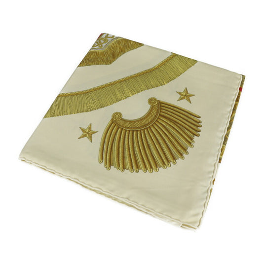 超美品 HERMES エルメス Poste et Cavalerie サーベル飾り袋 カレ90 スカーフ - シルク ベージュ ゴールド マルチカラー 大判