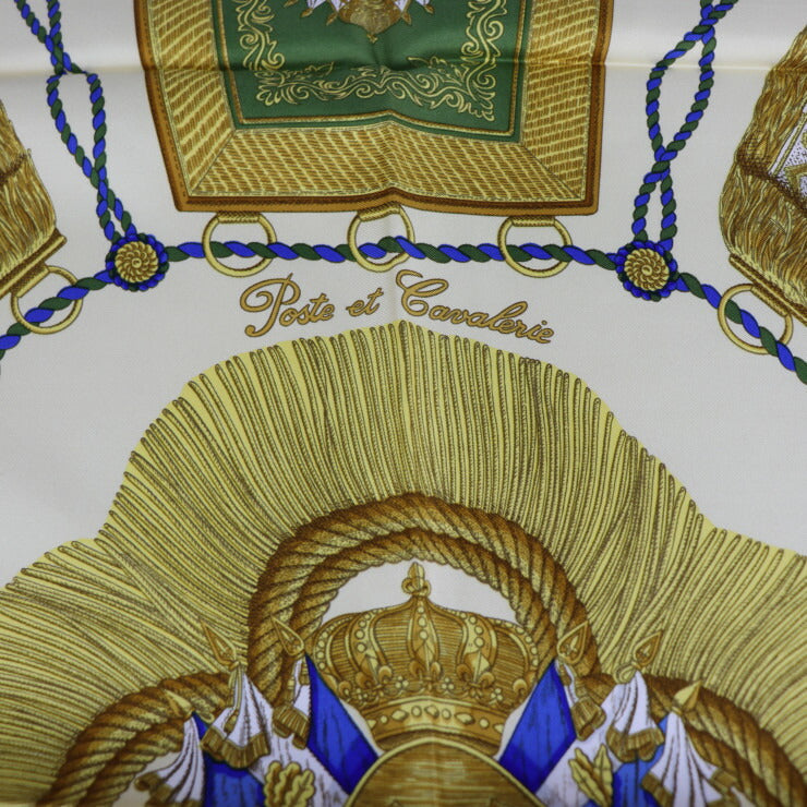 超美品 HERMES エルメス Poste et Cavalerie サーベル飾り袋 カレ90 スカーフ - シルク ベージュ ゴールド マルチカラー 大判