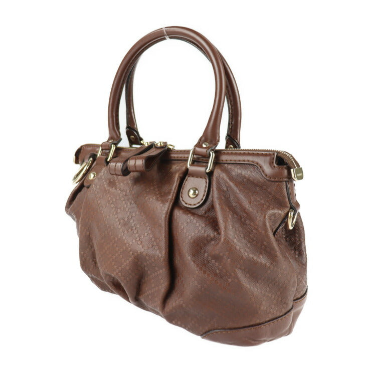 GUCCI グッチ スーキー ディアマンテ ハンドバッグ 247902 レザー ブラウン ゴールド金具 2WAY ショルダーバッグ