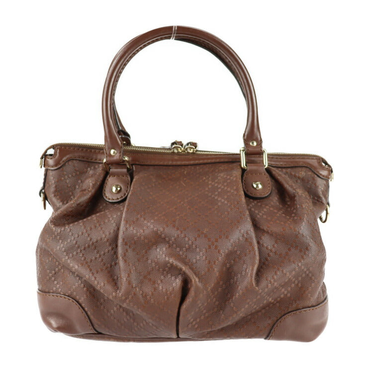 GUCCI グッチ スーキー ディアマンテ ハンドバッグ 247902 レザー ブラウン ゴールド金具 2WAY ショルダーバッグ