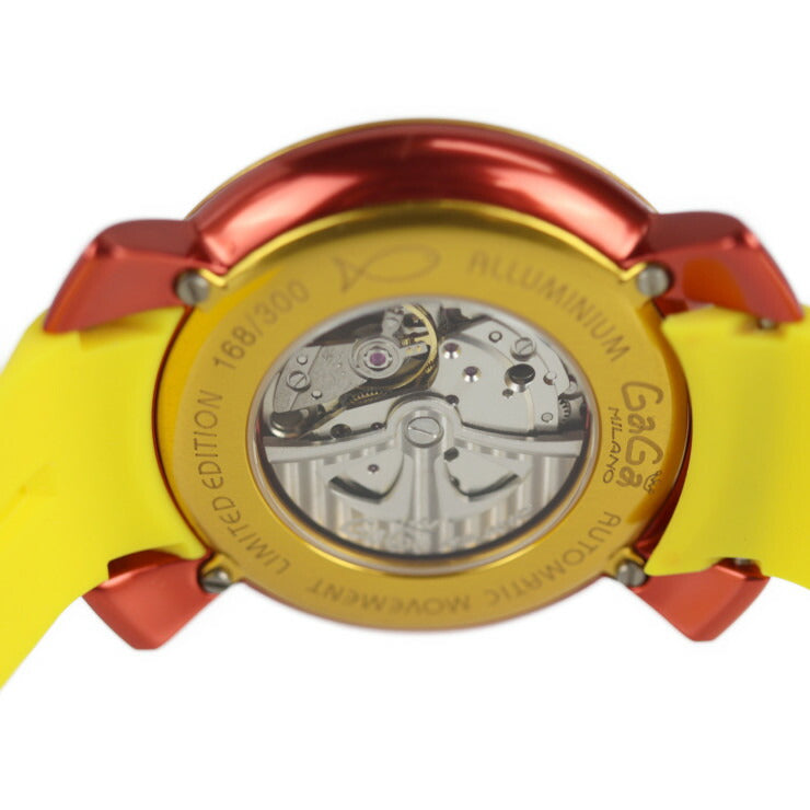 超美品 Gaga Milano ガガミラノ 2014年 ブラジルワールドカップ スペインモデル MANUALE 48MM マヌアーレ48mm マニュアーレ48 腕時計 5070.5 アルミ ラバー ゴールド レッド イエロー グリーン文字盤 裏スケ 自動巻き 世界300本限定
