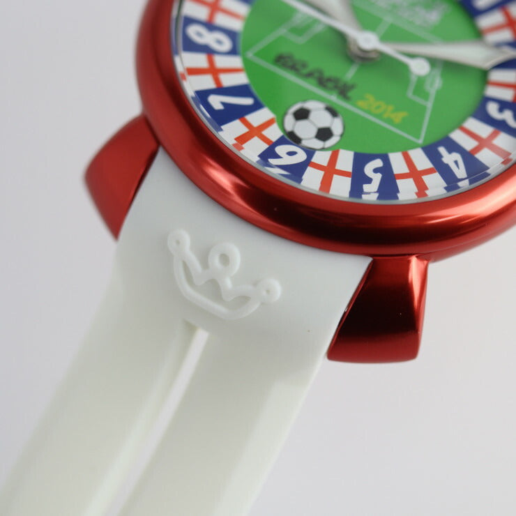 超美品 Gaga Milano ガガミラノ 2014年 ブラジルワールドカップ イングランドモデル MANUALE 48MM マニュアーレ 腕時計 5070.6 アルミ ラバー レッド ホワイト グリーン文字盤 自動巻き 世界300本限定