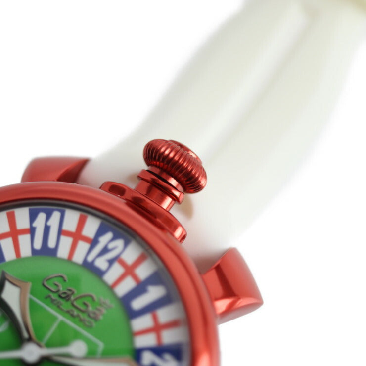 超美品 Gaga Milano ガガミラノ 2014年 ブラジルワールドカップ イングランドモデル MANUALE 48MM マニュアーレ 腕時計 5070.6 アルミ ラバー レッド ホワイト グリーン文字盤 自動巻き 世界300本限定