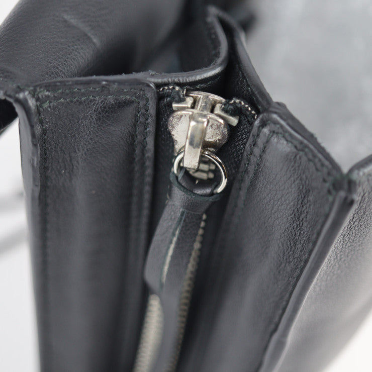 美品 BALENCIAGA バレンシアガ ペーパー ジップアラウンド サイト クラッチバッグ 357328 カーフレザー ブラック セカンドバッグ ハンドバッグ