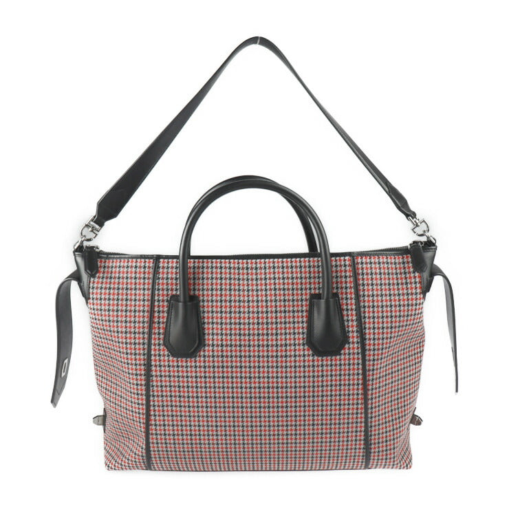 超美品 GIVENCHY ジバンシィ アンティゴナ ソフト ミディアム ハンドバッグ BB50F2B0Z0 ウール レザー レッド ブラック シルバー金具 2WAY ショルダーバッグ トートバッグ