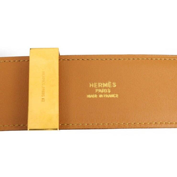 美品 HERMES エルメス コリエドシアン メドール ベルト 表記サイズ 70 ボックスカーフ ブラウン系 ゴールド金具 〇W刻印