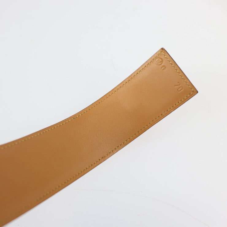 美品 HERMES エルメス コリエドシアン メドール ベルト 表記サイズ 70 ボックスカーフ ブラウン系 ゴールド金具 〇W刻印