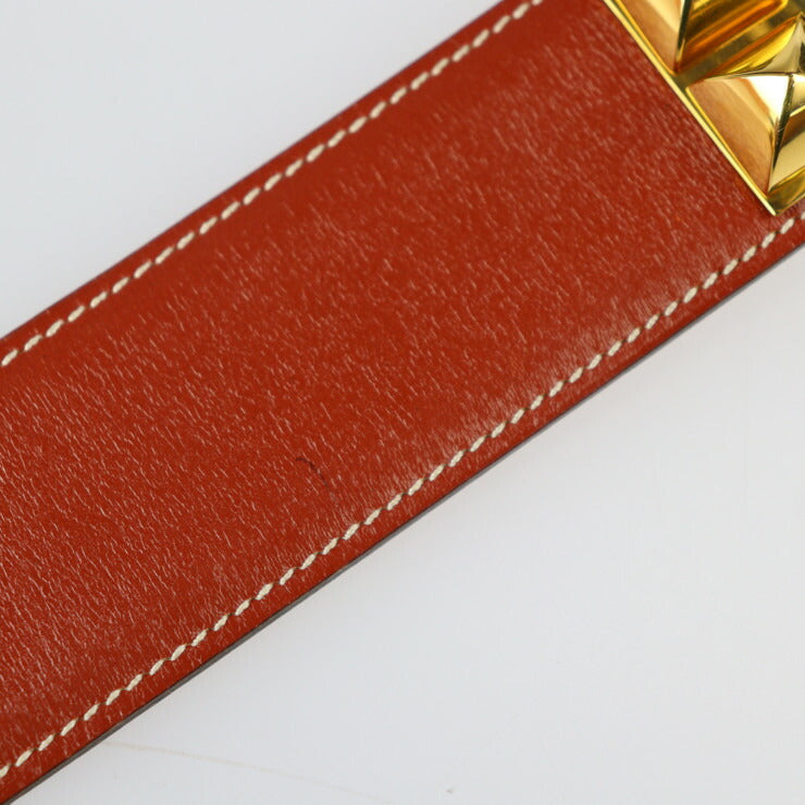 美品 HERMES エルメス コリエドシアン メドール ベルト 表記サイズ 70 ボックスカーフ ブラウン系 ゴールド金具 〇W刻印