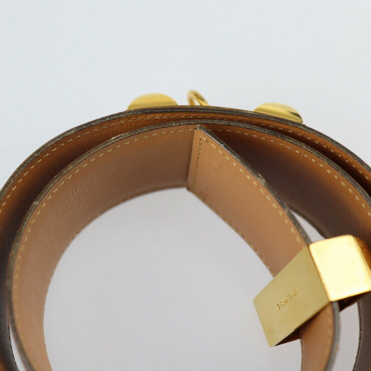 美品 HERMES エルメス コリエドシアン メドール ベルト 表記サイズ 70 ボックスカーフ ブラウン系 ゴールド金具 〇W刻印