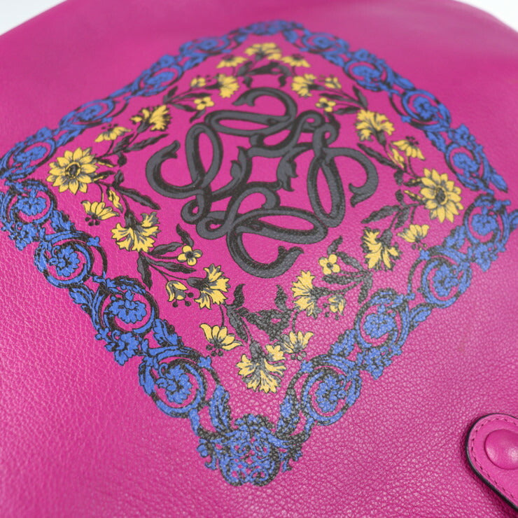 美品 LOEWE ロエベ バロッコ アナグラム トートバッグ 304.11.H60 レザー マゼンタ ピンク系 パープル系 ラージトート