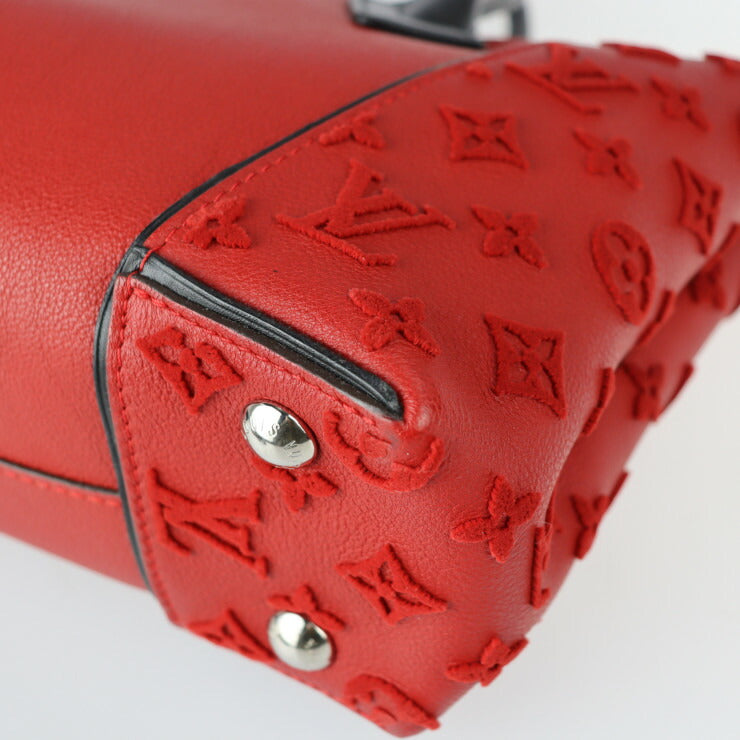 美品 LOUIS VUITTON ルイ ヴィトン トートW BB モノグラムヴェルール ハンドバッグ M94629 ヴォーカシミールレザー スリーズ レッド系 ブラック シルバー金具 2WAY ショルダーバッグ ビトン