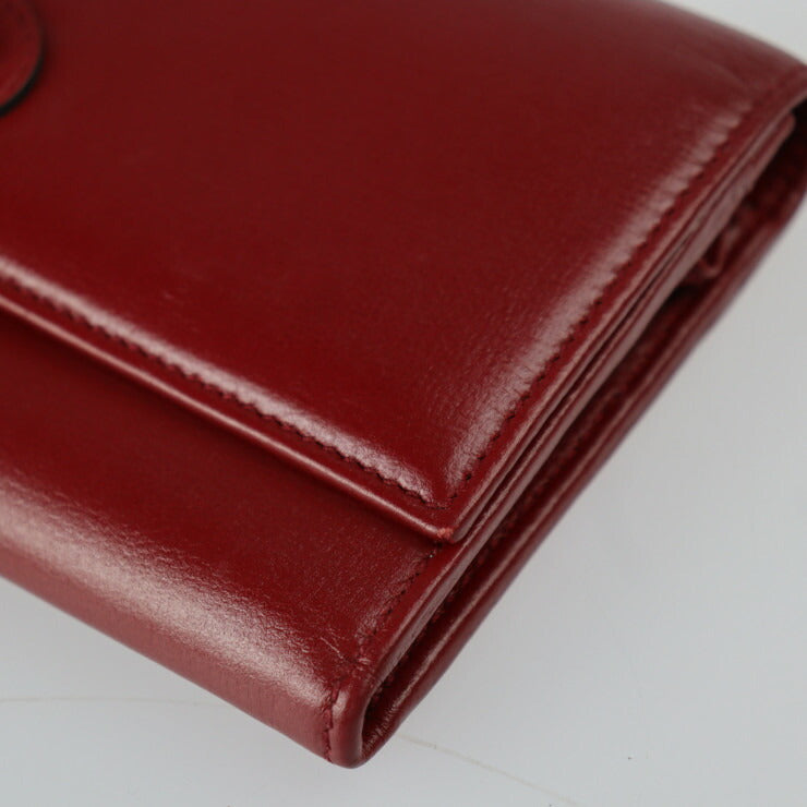美品 GUCCI グッチ MARINA マリーナ インターロッキングG 長財布 598531 レザー レッド系 ボルドー系 ゴールド金具 二つ折り財布