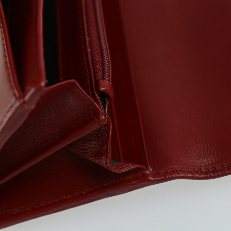 美品 GUCCI グッチ MARINA マリーナ インターロッキングG 長財布 598531 レザー レッド系 ボルドー系 ゴールド金具 二つ折り財布