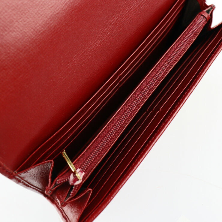 美品 GUCCI グッチ MARINA マリーナ インターロッキングG 長財布 598531 レザー レッド系 ボルドー系 ゴールド金具 二つ折り財布