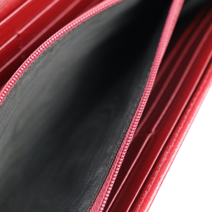 美品 GUCCI グッチ MARINA マリーナ インターロッキングG 長財布 598531 レザー レッド系 ボルドー系 ゴールド金具 二つ折り財布