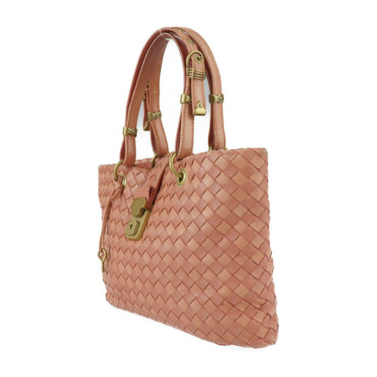 BOTTEGAVENETA ボッテガヴェネタ イントレチャート ハンドバッグ 162112 レザー サーモンピンク系 ゴールド金具 トートバッグ ミニバッグ