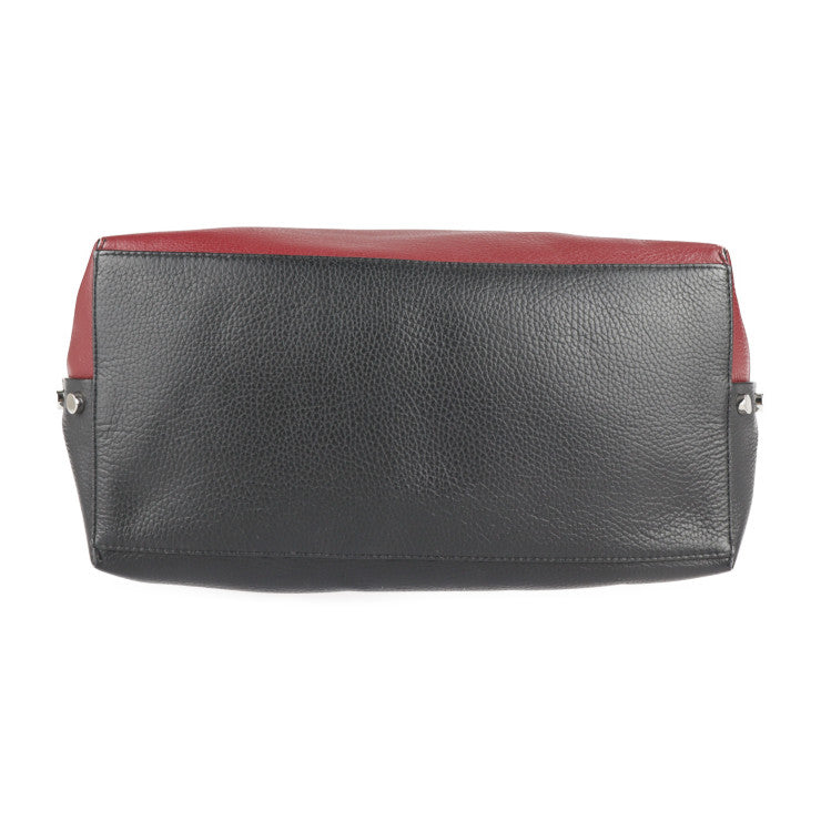 美品 JIMMY CHOO ジミーチュウ ツイスト イースト ウエスト トートバッグ - レザー ブラック ボルドー系 ハンドバッグ ショルダーバッグ ショッピングバッグ バイカラー