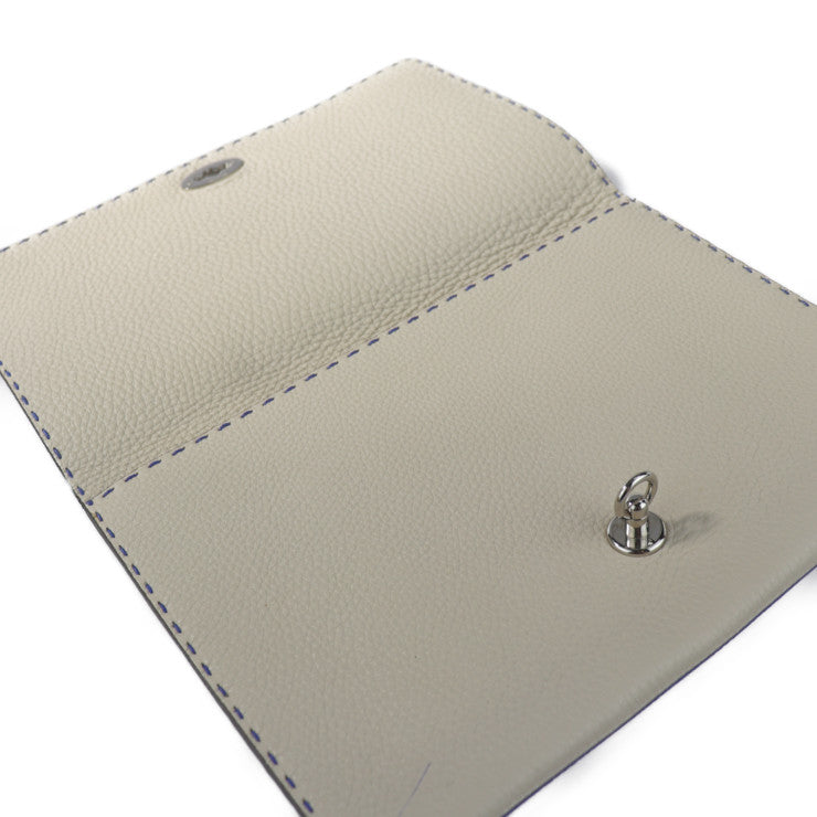 超美品 FENDI フェンディ アルダ326 セレリア クラッチバッグ 8N0104 レザー ブルー系 ホワイト系 セカンドバッグ ターンロック