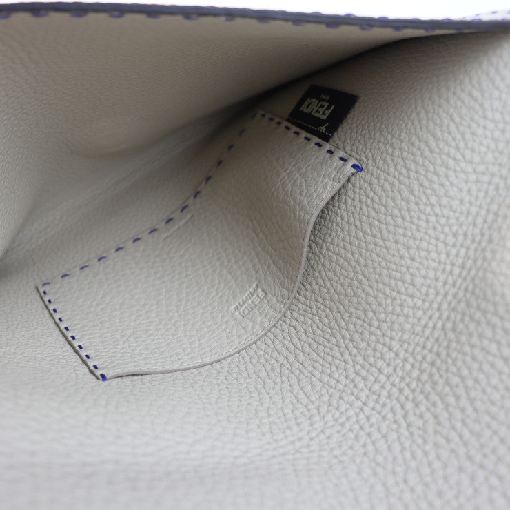 超美品 FENDI フェンディ アルダ326 セレリア クラッチバッグ 8N0104 レザー ブルー系 ホワイト系 セカンドバッグ ターンロック