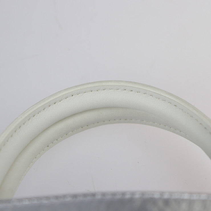 美品 Christian Dior クリスチャンディオール エヴァーミニ ハンドバッグ M7003 PNSS レザー シルバー ホワイト 2WAY ショルダーバッグ