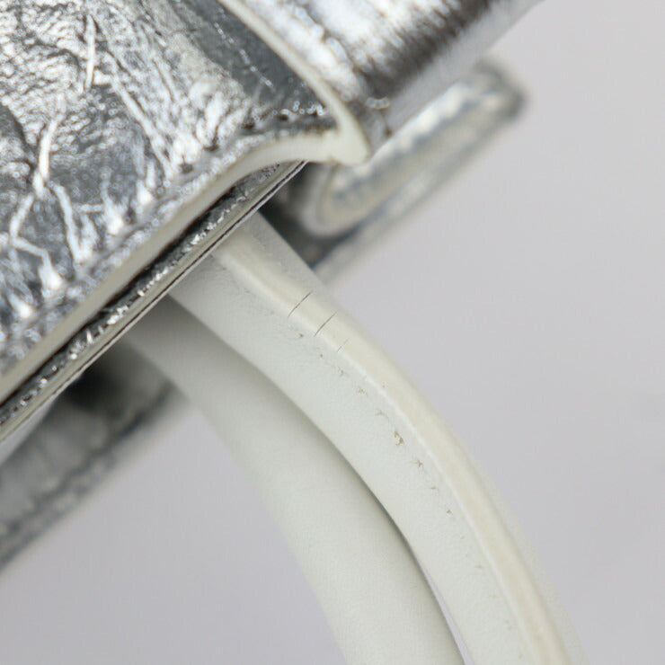 美品 Christian Dior クリスチャンディオール エヴァーミニ ハンドバッグ M7003 PNSS レザー シルバー ホワイト 2WAY ショルダーバッグ