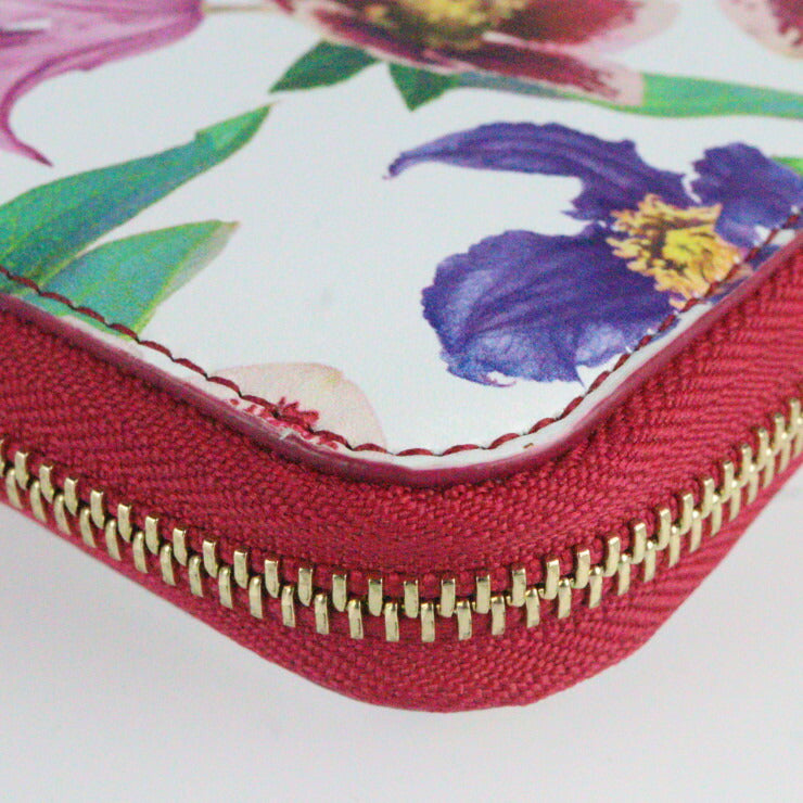 超美品 Salvatore Ferragamo サルヴァトーレ フェラガモ 財布 長財布 22 D178 カーフレザー STBOUQUET WHITE MULTI ホワイト系マルチカラー フラワープリント ラウンドファスナー ジップアラウンド マルチカラー