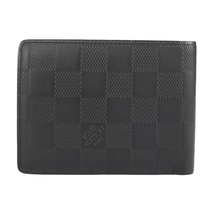 美品 LOUIS VUITTON ルイ ヴィトン ポルトフォイユ ミュルティプル ダミエアンフィニ 二つ折り財布 N63124 レザー オニキス ブラック 札入れ ビトン
