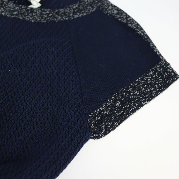 美品 CHANEL シャネル アパレル ワンピース P43319K04446 表記サイズ 36 コットン100% シルク100% ネイビー 半袖ニット ショートスリーブ ココマーク ココボタン