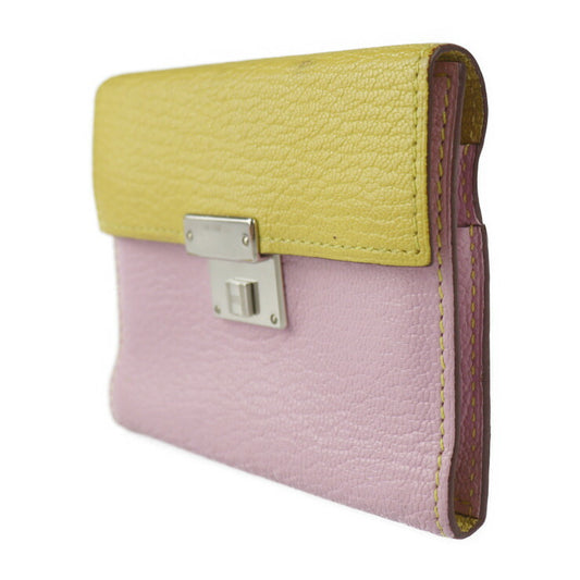 HERMES Click Mini Card Case - Chevre Mauve Sylvestre Jaune Naples Business Card Holder Flap D Engraved