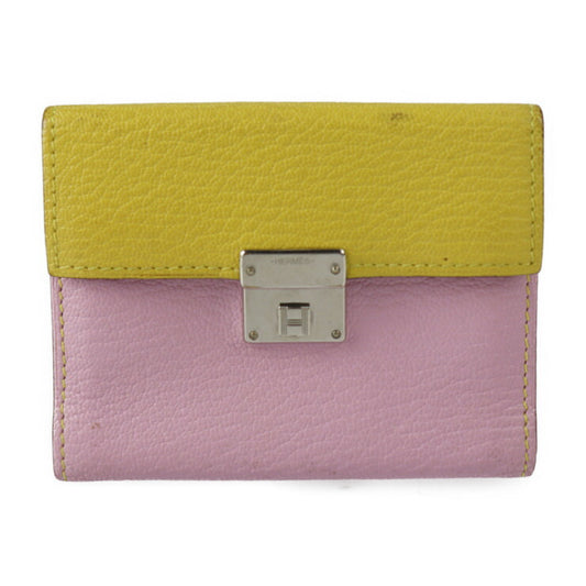 HERMES Click Mini Card Case - Chevre Mauve Sylvestre Jaune Naples Business Card Holder Flap D Engraved