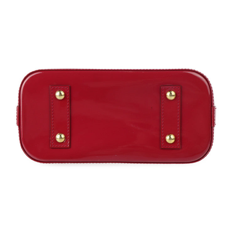 超美品 LOUIS VUITTON ルイ ヴィトン アルマ BB ヴェルニ ハンドバッグ M91606 パテントレザー ポムダムール レッド系 ゴールド金具 2WAY ショルダーバッグ クロスボディ ビトン